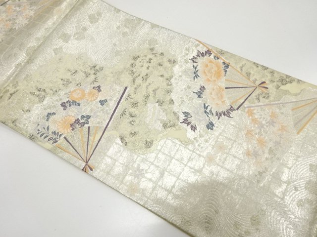 JAPANESE KIMONO / ANTIQUE FUKURO OBI / SILK / WOVEN PEONY